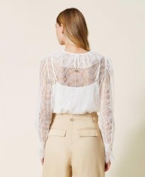 Blusas Y Camisas TWINSET Mujer | Blusa De Encaje De Valenciennes White Nieve