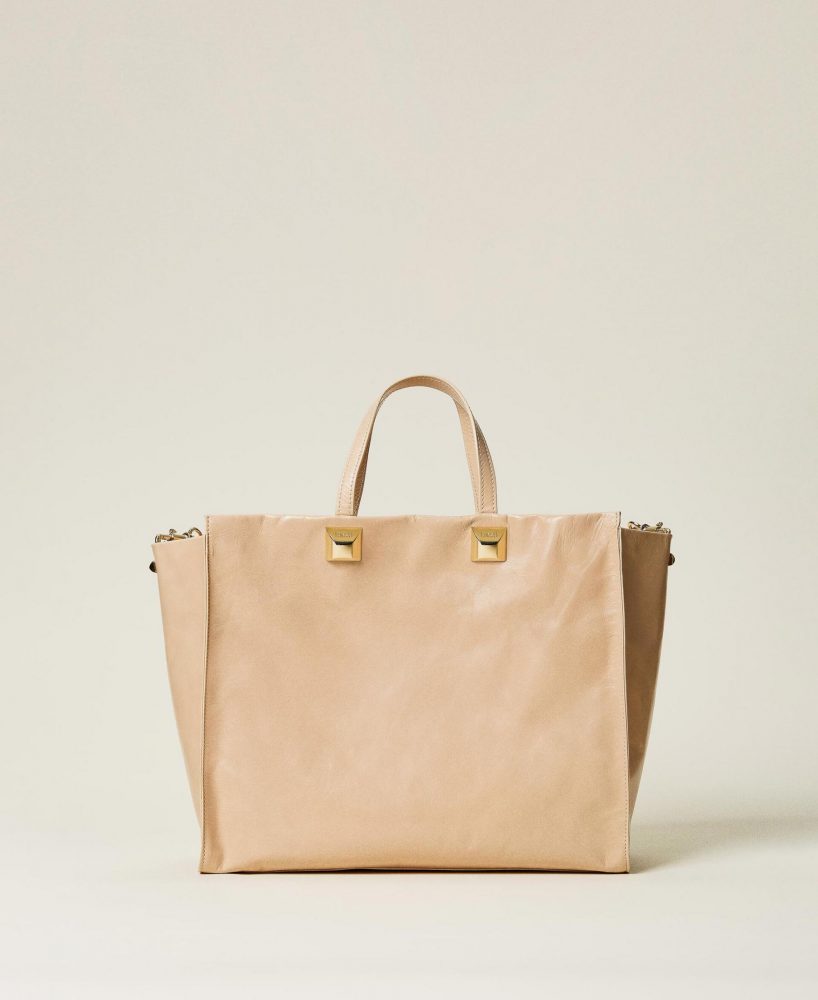 Bolsos Shopper TWINSET Mujer | Bolso Shopper Bag Grande De Piel Rosa «Cuban Sand»