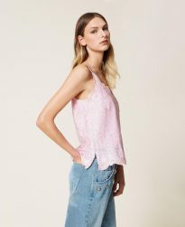 Camisetas Y Tops TWINSET Mujer | Top De Lentejuelas Con Bordado Rosa «Bouquet»
