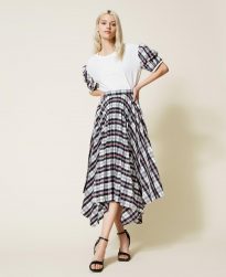 Faldas TWINSET Mujer | Falda De Tafetán De Diseño De Cuadros Cuadros Blanco Gardenia