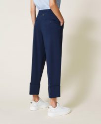 Pantalones TWINSET Mujer | Pantalón Cropped Con Vuelta Índigo