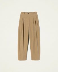 Pantalones TWINSET Mujer | Pantalón De Tejido De Algodón Reciclado Marrón «Rustic»