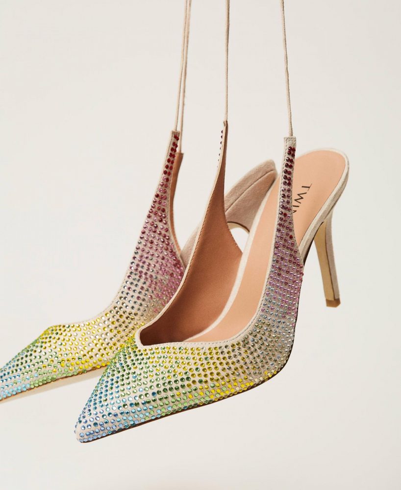 Sandalias De Tacón TWINSET Mujer | Zapatos De Salón Recubiertos De Strass «Strass Rainbow»