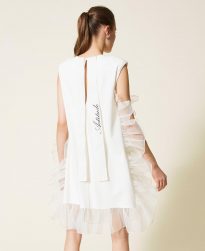 Vestidos Cortos TWINSET Mujer | Vestido Corto Con Volantes De Organza Blanco Gardenia