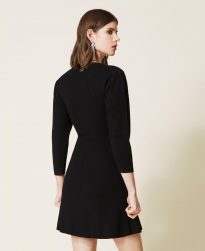 Vestidos Cortos TWINSET Mujer | Vestido De Punto Acanalado Negro