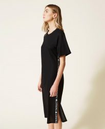 Vestidos Midi TWINSET Mujer | Vestido Midi Con Bandas Con Logotipo Negro