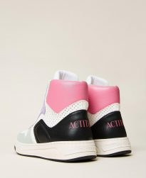 Zapatillas TWINSET Mujer | Sneakers Alta Color Block Multicolor Off White | Verde «Misty Jade» | Rosa «Hot Pink» | Negro