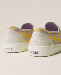 Zapatillas TWINSET Mujer | Sneakers Slip On Estampadas Pata De Gallo Morado «Pastel Lilac» | Amarillo Vivo