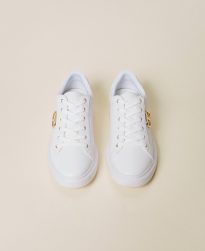 Zapatillas TWINSET Mujer | Zapatillas De Piel Con Logotipo Blanco