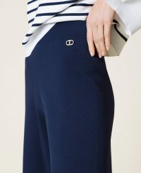 Pantalones TWINSET Mujer | Pantalón Cropped De Rayas Bicolor Azul Índigo | Lirio